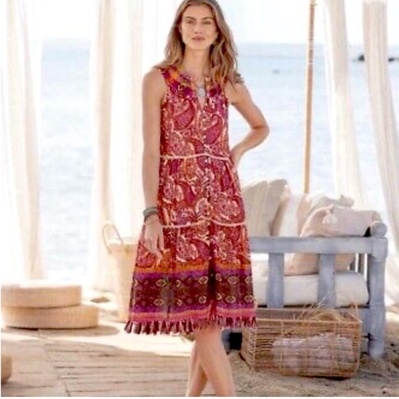 Sundance Dresses & Skirts - NWOT Sundance Bohemian Paisley Print Dress Tasseled